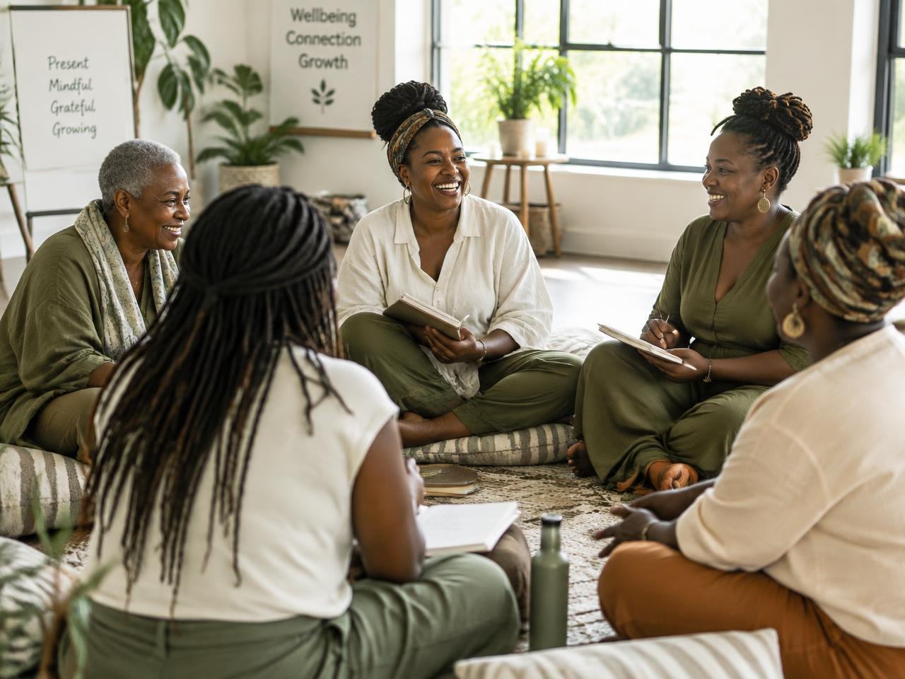 A small group at a wellbeing workshop